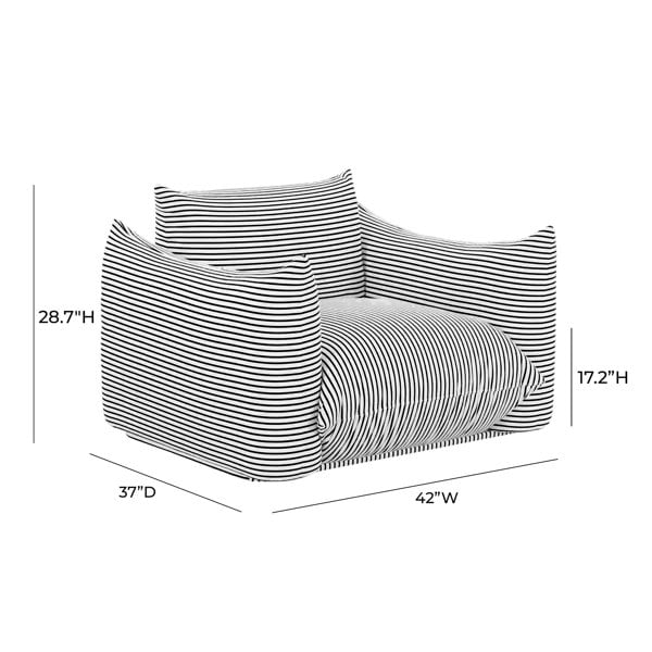 Furniture Edit Saint Tropez Pearl and Black Striped Stuffed Outdoor Armchair