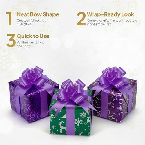 50mm Purple Pull Bows, 10 Pack to 60 Pack Ribbon Gift Bows for Wrapping and Décor image 6