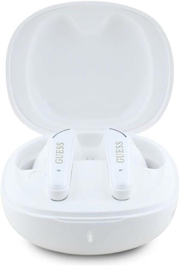 Guess Glossy Classic Logo TWS Wireless Earphones White - GUTWST7FCEEH