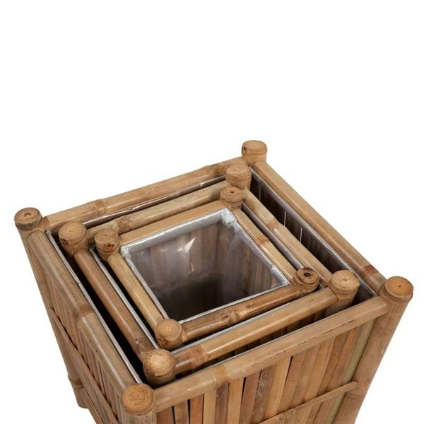 Berkfield 3 pcs Bamboo Raised Bed with Nylon Lining