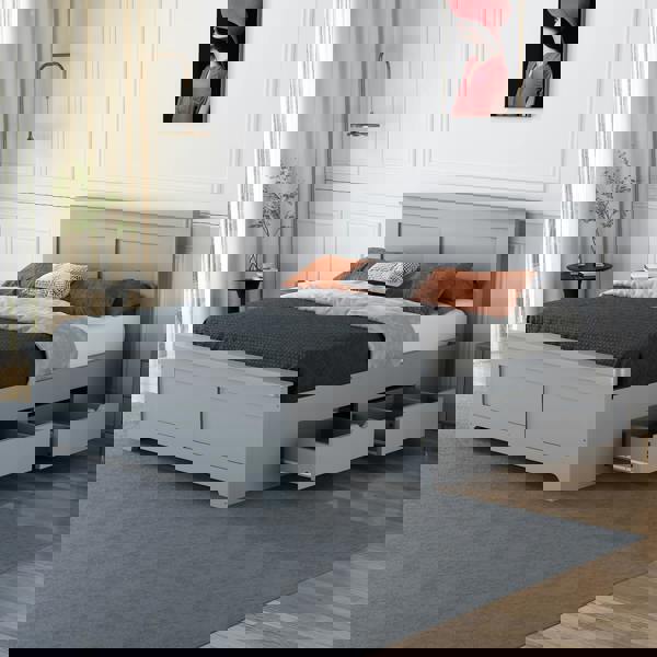 Flintshire Furniture Conway Four Drawer 5ft King Size Grey Storage Bed Frame