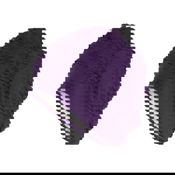 Purple Fashy pleated fabric swim cap with white lining and textured design