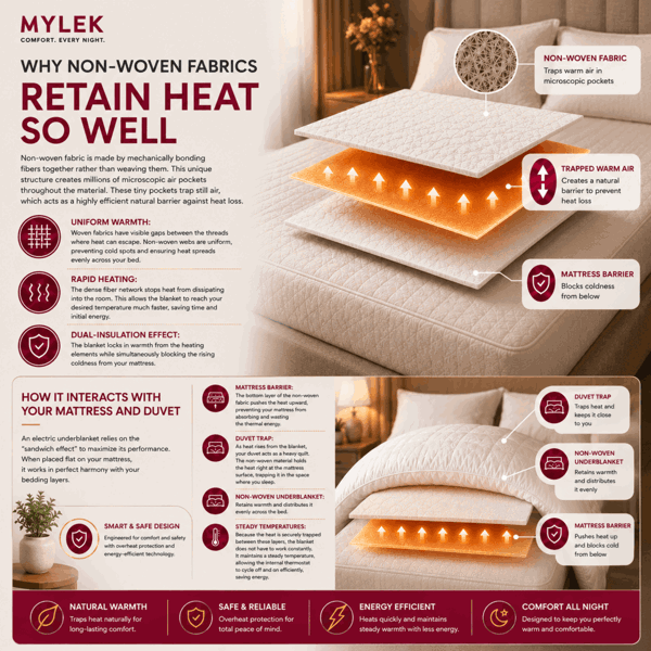 MYLEK Electric Blanket Single Fully Heated Mattress Cover Underblanket with Elasticated Skirt