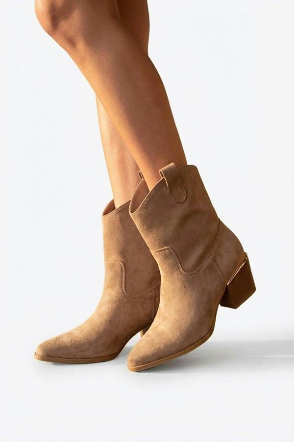 Jessie Womens Suede Western Ankle Boots - TAUPE_wb