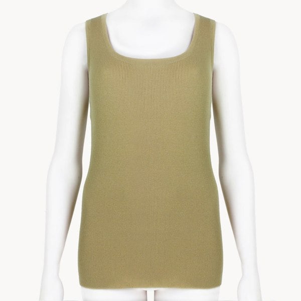 Michael Kors slim fitting cashmere ribbed tank top sandstone