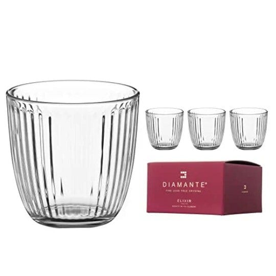 Diamante All Rounder Glasses Short Drink Tumblers 'Symmetry' – Set of 4