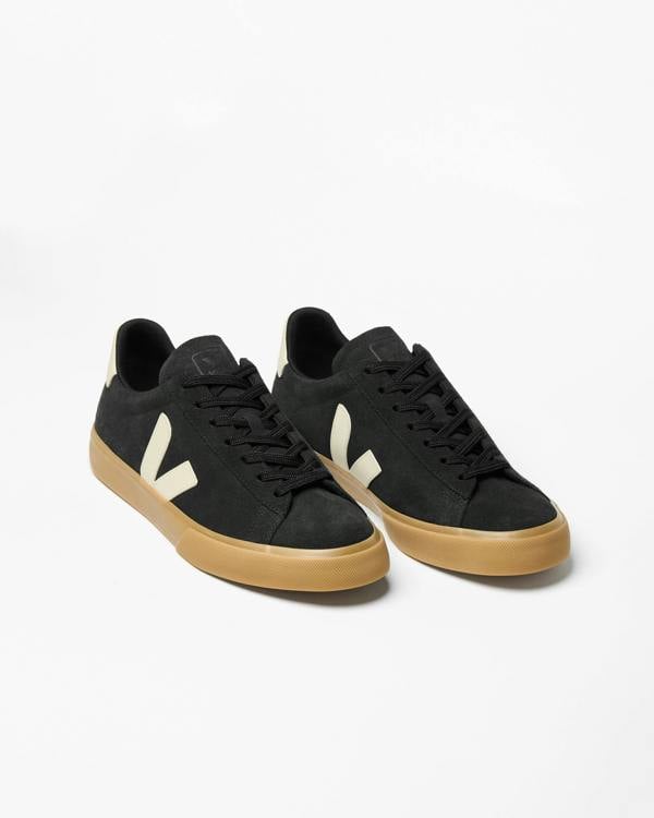 VEJA Campo Suede Mens Trainers - Black/Pierre Natural