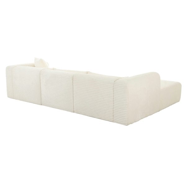 Furniture Edit Tarra Fluffy Oversized Cream Corduroy Modular LHF Sectional