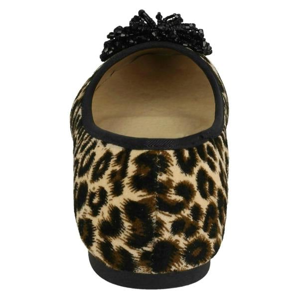 Spot On Ladies Spot On Beaded Ruffle Vamp Flat Ballerina