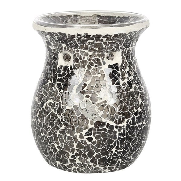 Serano Large Gunmetal Grey Crackle Oil Burner and Wax Warmer
