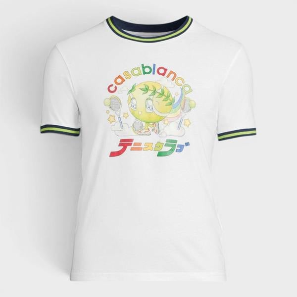 Casablanca Tennis Mascot Contrast Ringer Tee White