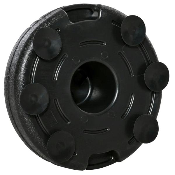 Black weighted punching bag base top with central mount and outer grip tabs