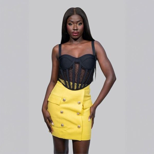 IvyEkongFashion SKIRT MIA Yellow Tweed Mini Skirt