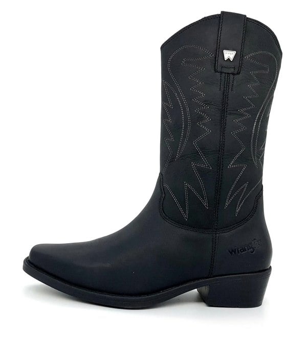 Wrangler Tex Hi Mens Leather Pull on Pointed Cowboy Western Boots