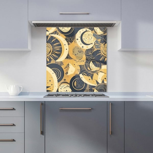 Warren Reed - Designer Blue Gold Moon and Sun Kitchen Splashback