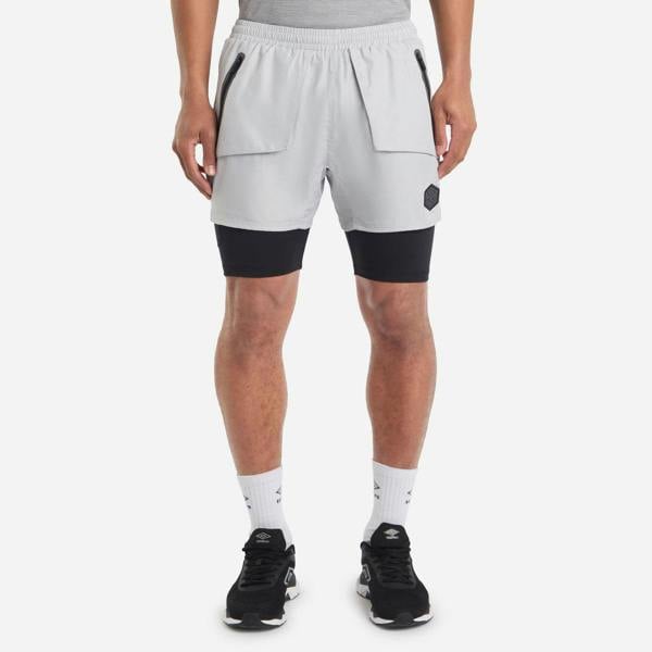 Umbro Mens Pro Training Elite Hybrid Short - Harbour Mist/Black - 