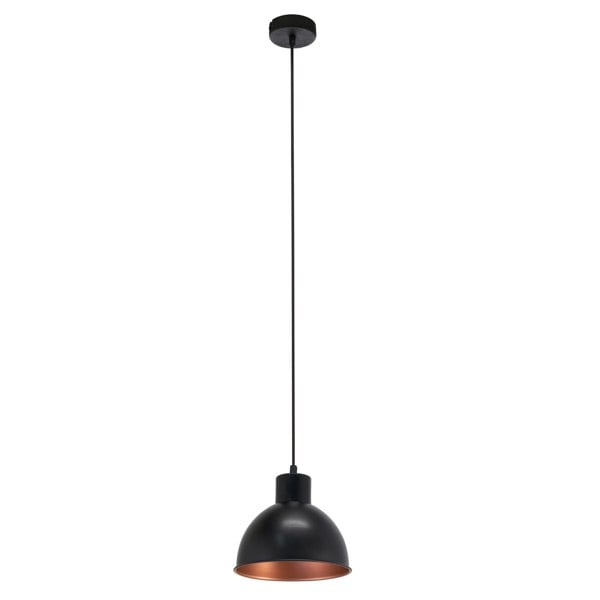 EGLO Truro 1 Black/Copper Domed Pendant Light