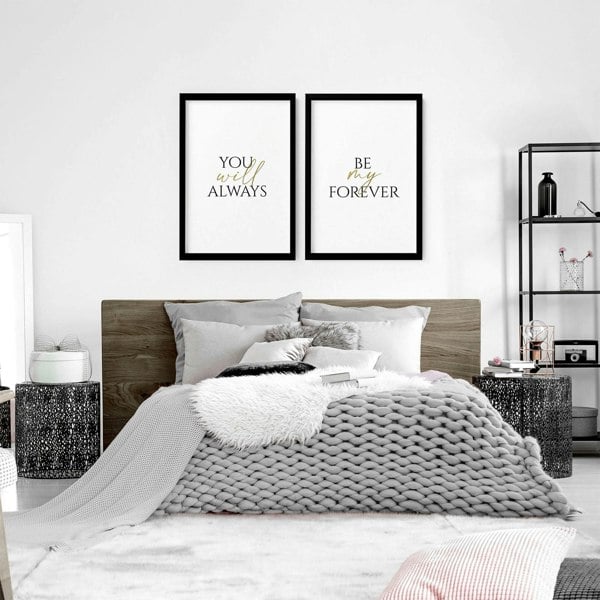 First anniversary gift for couple | set of 2 wall art prints for Bedroom