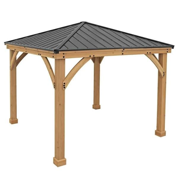 Yardistry Wooden Gazebo 12ft x 12ft (3.7m x 3.7m), Meridian Series 3.7m x 3.7m Wooden Gazebo 9