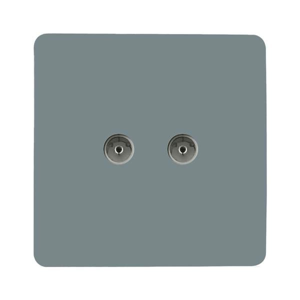 Trendi Switch 2 Gang Female Co-Axial Television Socket in Cool Grey