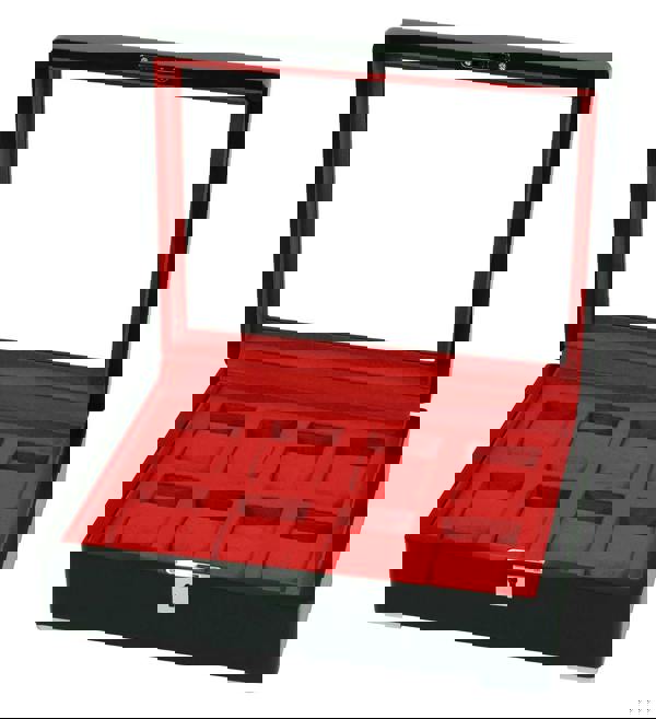 8 Slot Black Wooden Watch Box with Red Velvet Lining watch boxKennett Great Britain