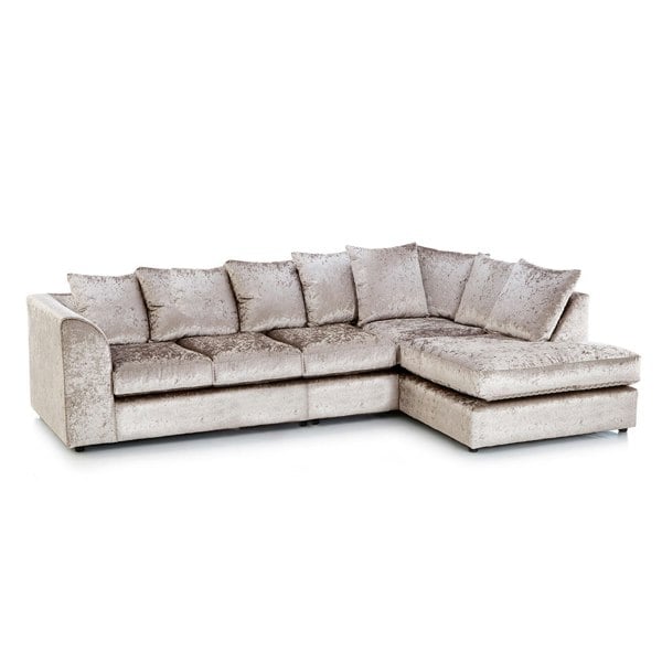Furnishings For Less Crystal Crushed Velvet Scatter Back 5 Seater L Shaped Corner Sofa