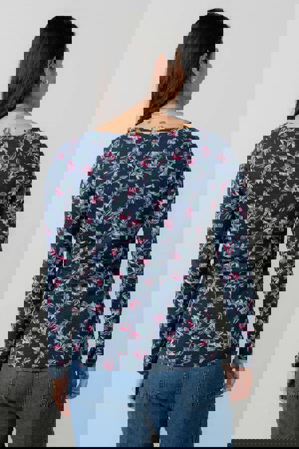 Lily & Me Monica Floral Print Jersey Top Navy