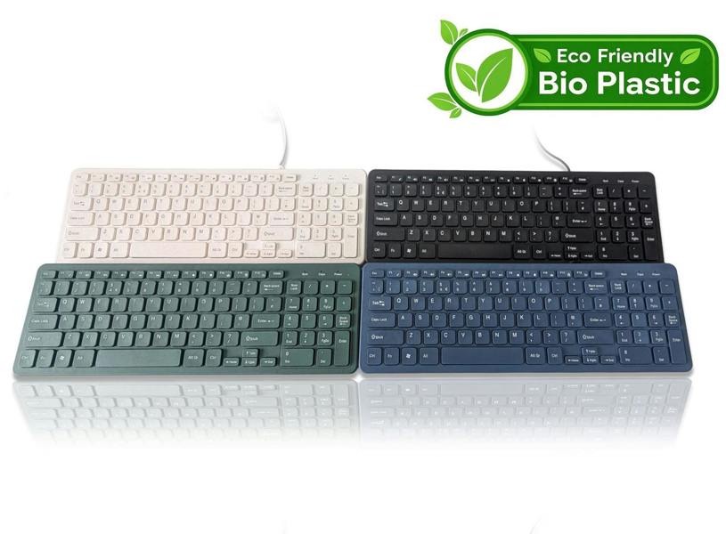 Accuratus Bio 960 Wired Keyboard - USB A & C Wired Full Size Biodegradable Plant Based Resin Keyboard