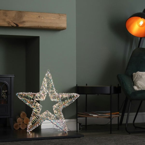 Samuel Alexander 60cm Light up Iridescent Shimmer Christmas Star with 1440 Warm White LEDs