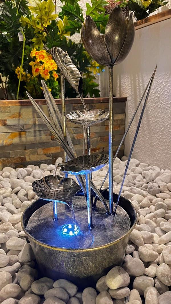 Tranquillity Water Features Small Flower Modern Metal Water Feature
