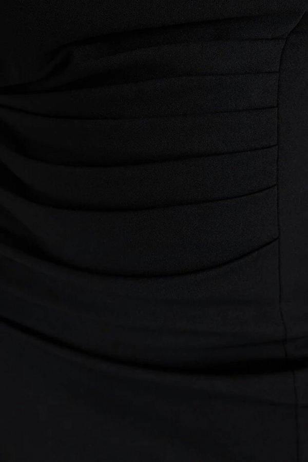 WOVCOR Body-Fitting Knitted Plus Size Dress with Gathering Detail