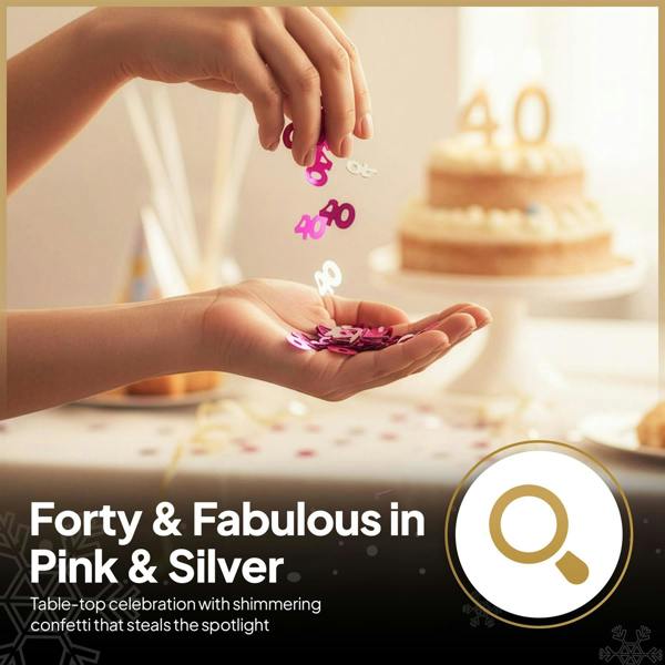 40th Birthday Pink Foil Confetti Set, Metallic Table Decoration in 1 to 5 Pack Options image 5