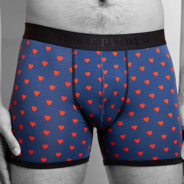 SWOLE PANDA Hearts Bamboo Boxer Brief, Blue/red
