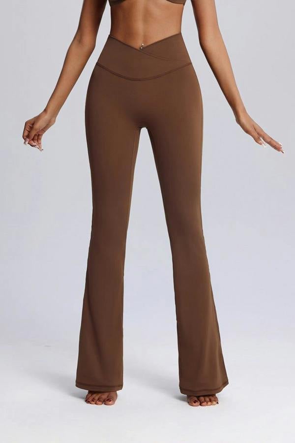 Anniou Crossover Flared Yoga Leggings