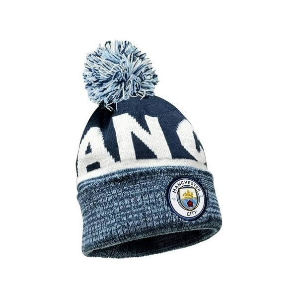 Manchester City FC Premium 1509 Knitted Bobble Beanie - Navy/White