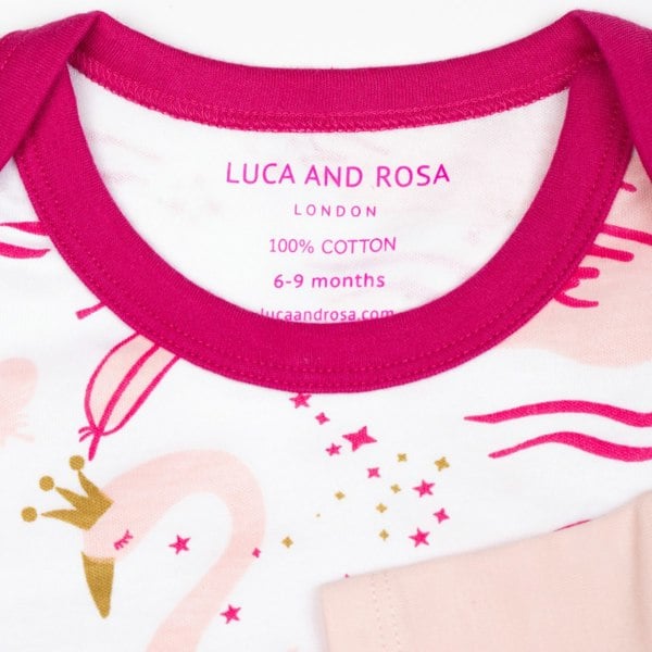 Luca and Rosa Swan Princess Print Girls Pack of 2 Baby Vests