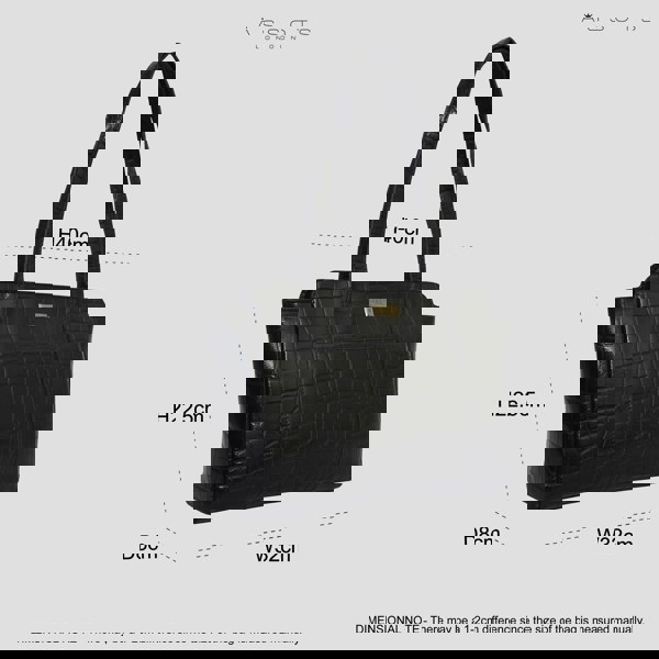 Assots London 'JUDITH' Black Croc Real Leather Shoulder Bag