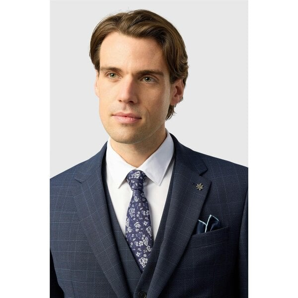 Ted Baker Slim Fit Performance Navy Textured Check Jacket