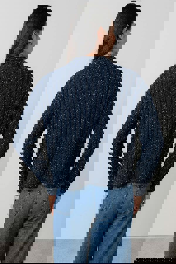 Lily & Me Elspeth Cable Knit High Neck Jumper Navy