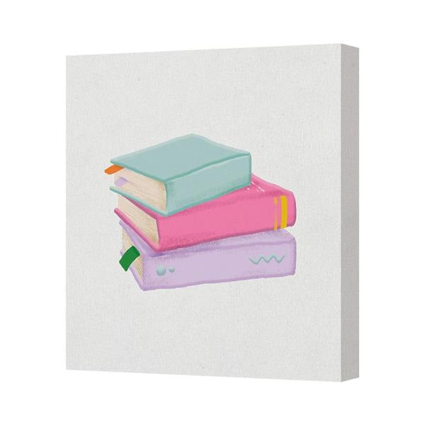 Benjamin Tate Design Pastel Stack Of Books Canvas Wall Art Print Handmade In UK