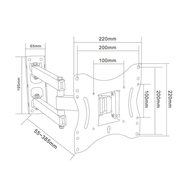 Cello LO33 Adjustable Full Motion TV Wall Mount with Tilt & Swivel, 10–43”