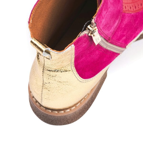 Embassy London Hatter - Ultra Glam - Women's higher ankle boot in red, pink and golden leather