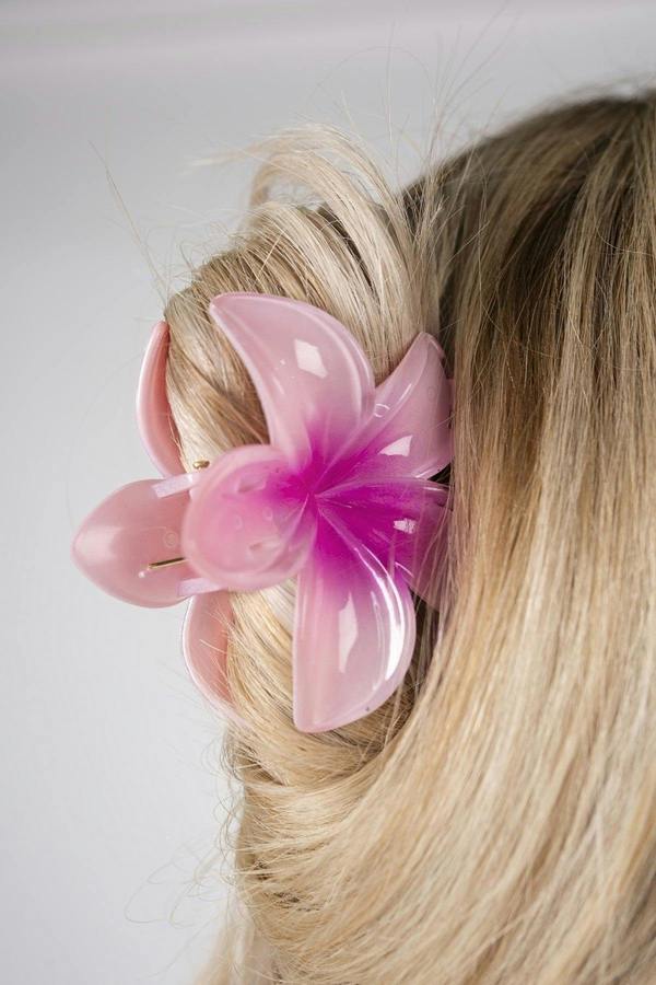 Jameela Flower Shaped Hair Claw Clip - Pink