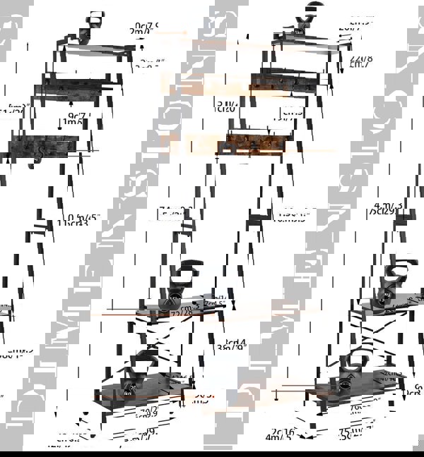 Modcraft Industrial Clothes Rail Rack with Shelves & Hooks Freestanding Garment Stand Wardrobe Organizer