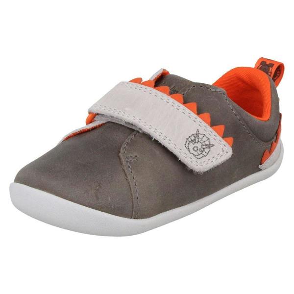 Clarks Boys Clarks Leather Hook & Look Dinosaur Pre-Walkers Casual Shoes - Roamer Rex T