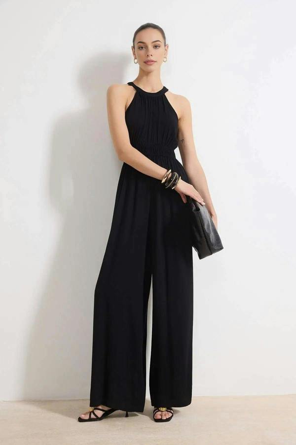 Halter Neck Wide Leg Maxi Jumpsuit