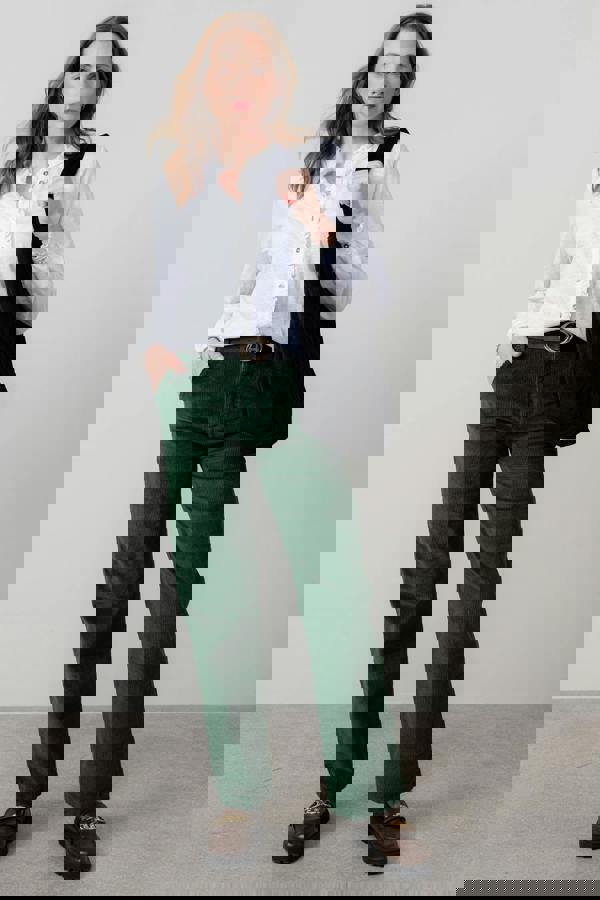 Lily & Me Strachan Stretch Cord Wide Leg Trouser Pine Green