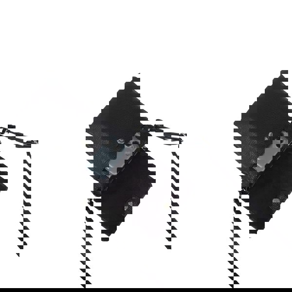 Assots London 'MARIA' Black Pebble Grain Real Leather Crossbody Phone Bag