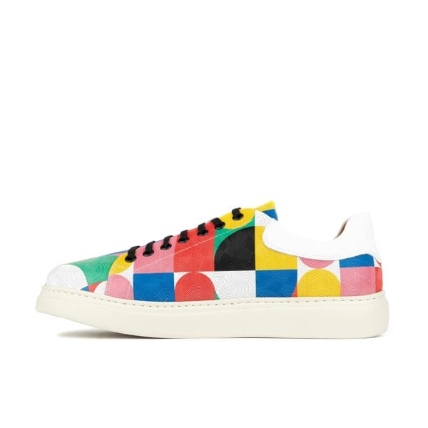 Embassy London Sun City - Groovy - Men's white sole trainer in eye catching soft leather