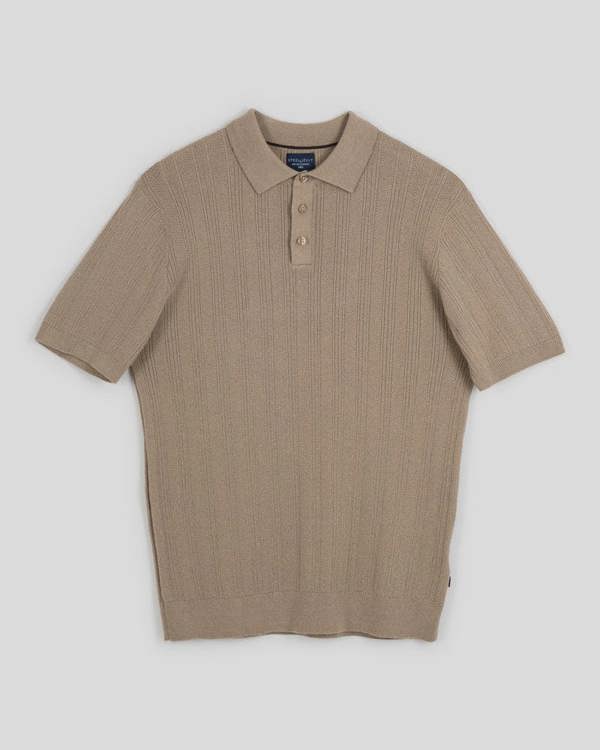 Steel & Jelly Textured Stripe Short Sleeve Polo Shirt